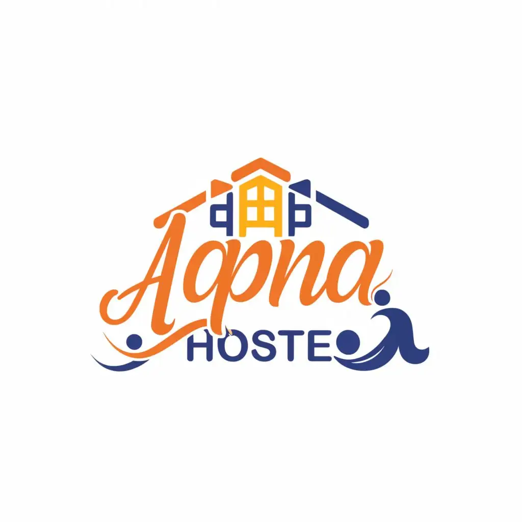 LOGO-Design-For-Apna-Hostel-Vibrant-Emblem-Featuring-a-Hostel-and-Students