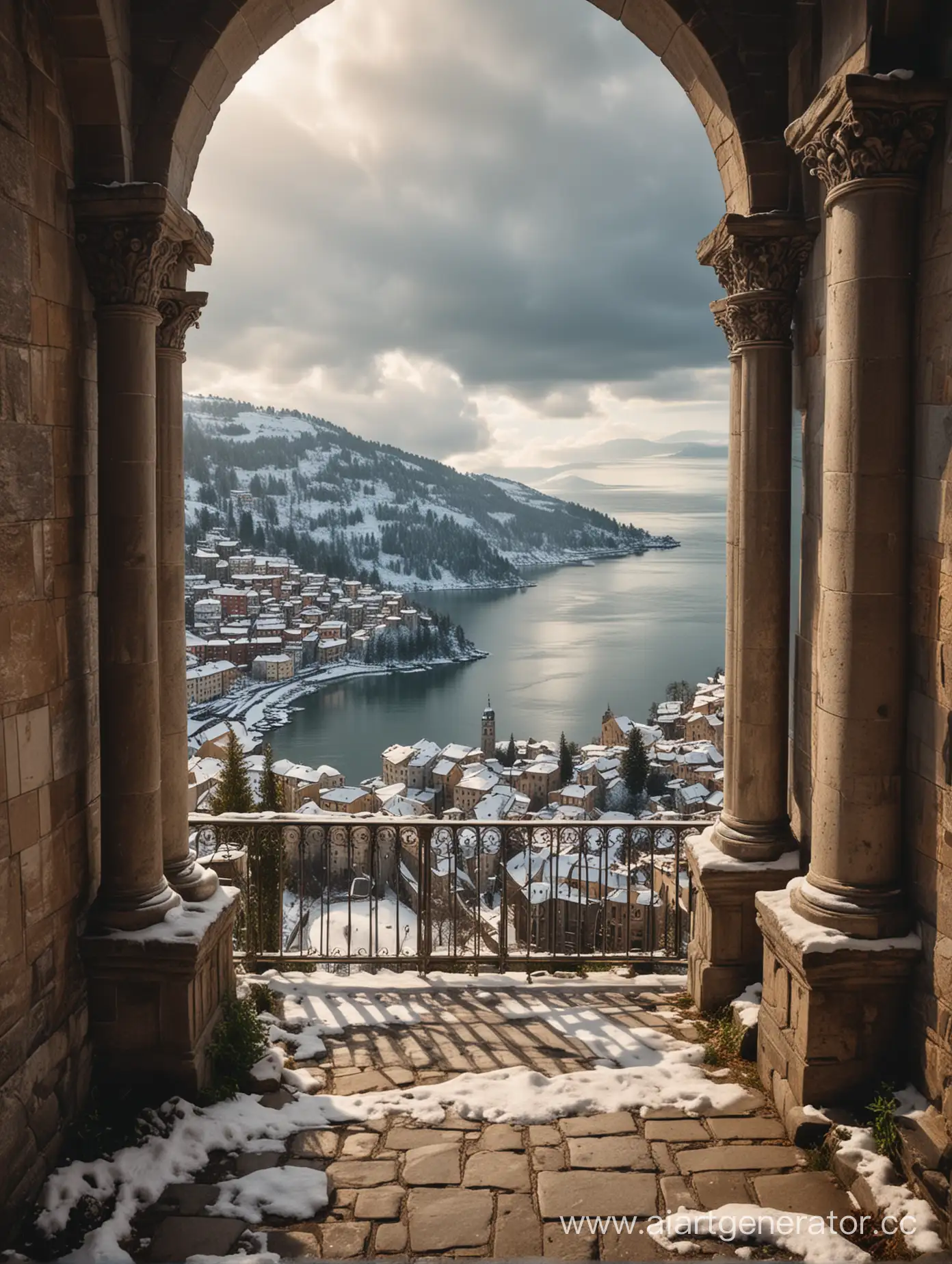 SnowCovered-Medieval-City-by-the-Bay-Stone-Balcony-View