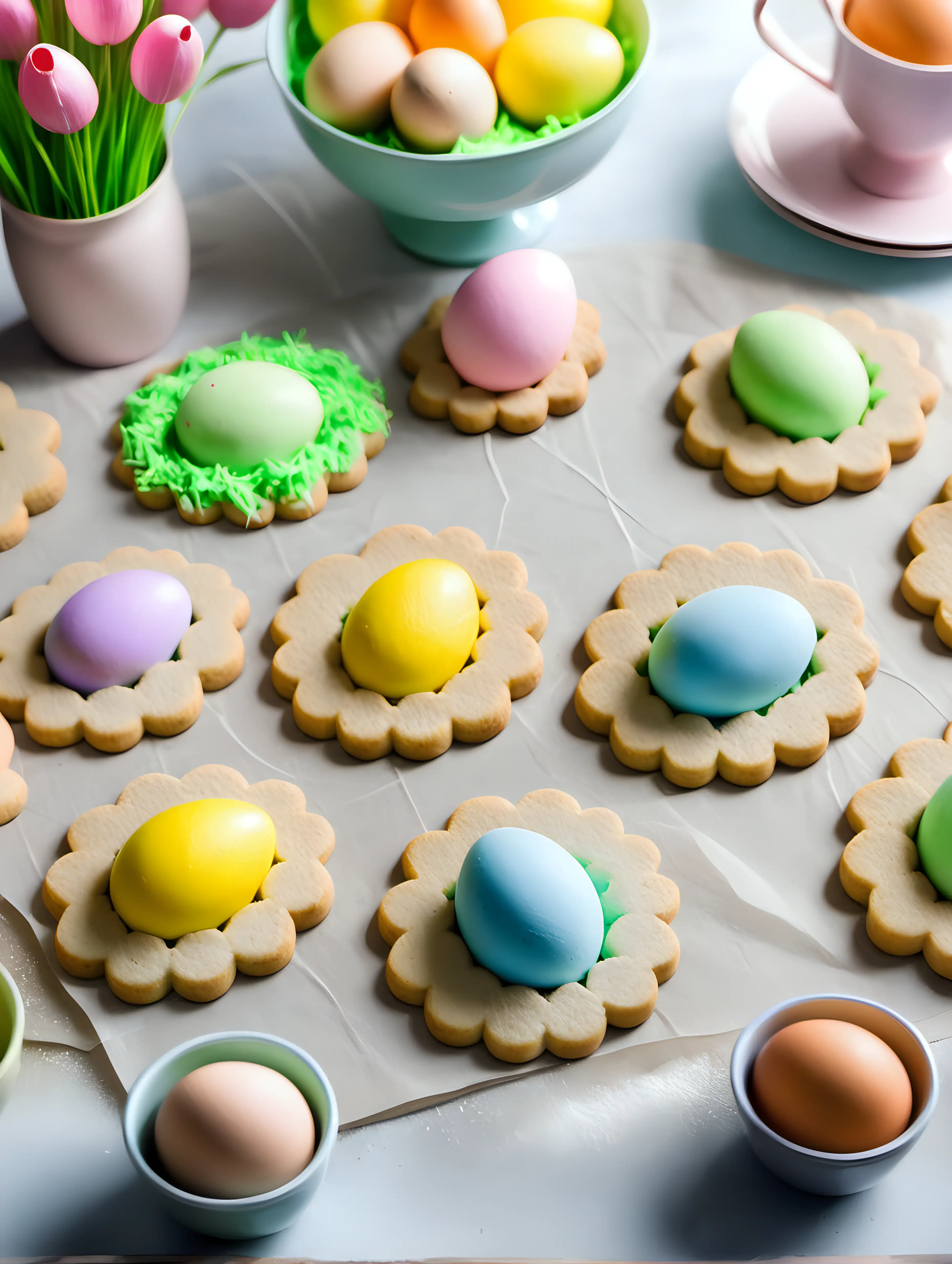Baking Easter cookies and cakes