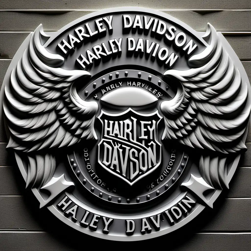 Harley Davidson Motorcycle BasRelief Sculpture