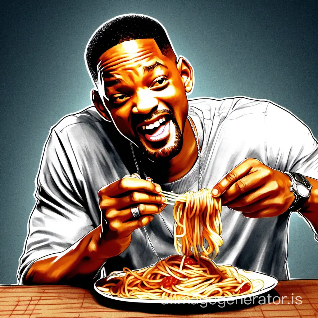 Draw Will Smith eating spaghetti