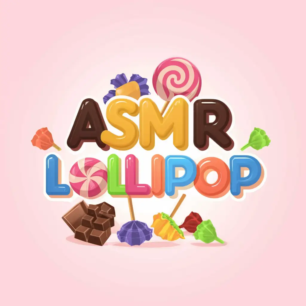 a logo design,with the text "asmr lollipop
Chocolate
Candy
", main symbol:Chocolate
Candy
 lollipop
,Moderate,clear background