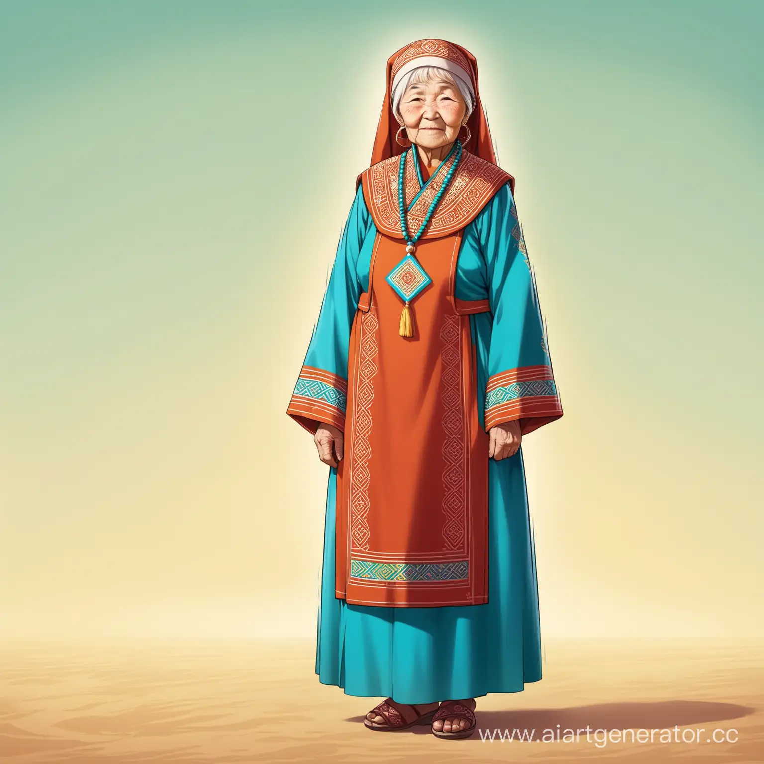 Elderly-Kazakh-Woman-Standing-Tall