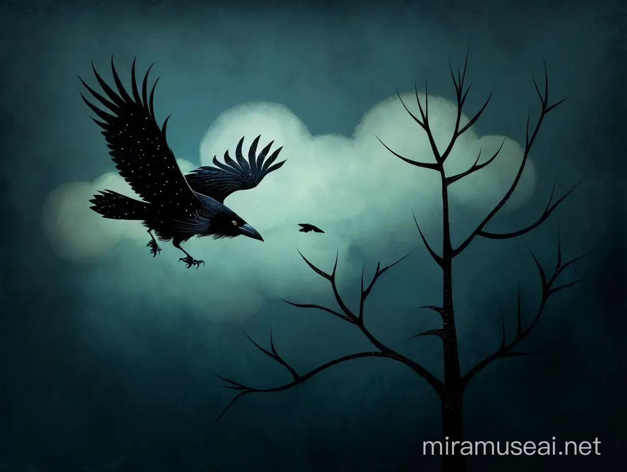 Mystical Crow in Andy Kehoe Style Artwork