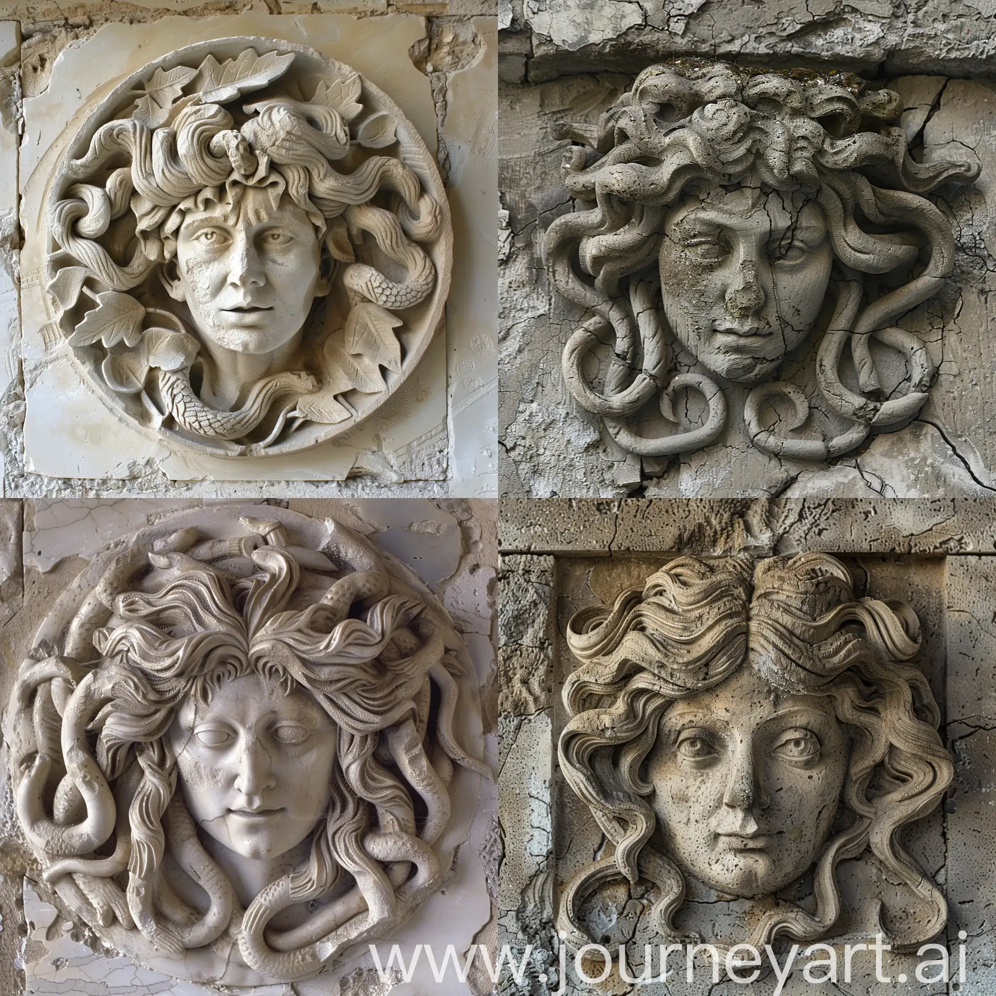 Medusa carved in stone