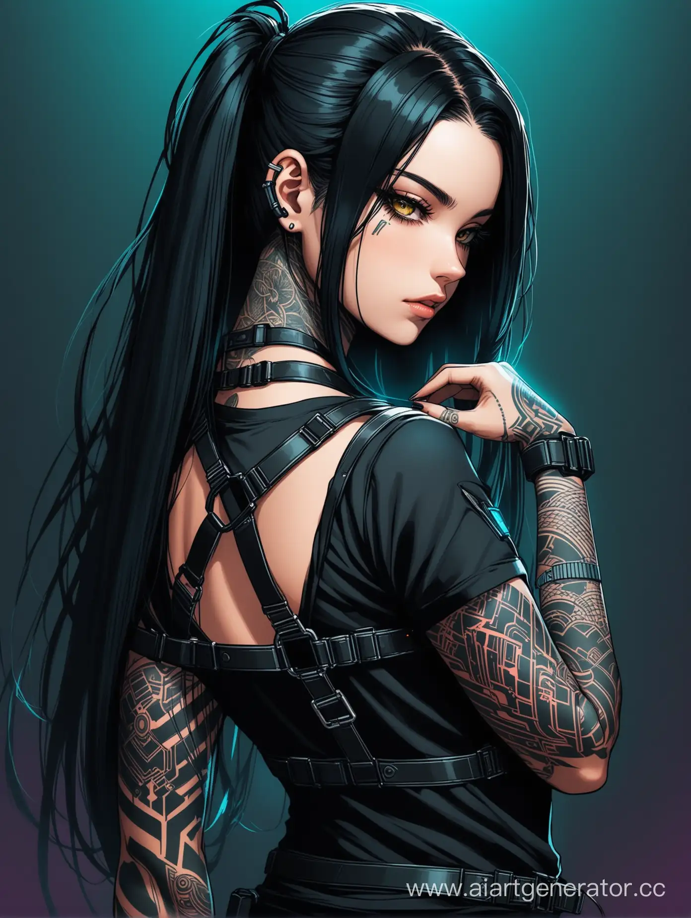 Cyberpunk-Style-Woman-with-Harness-and-Tattoos