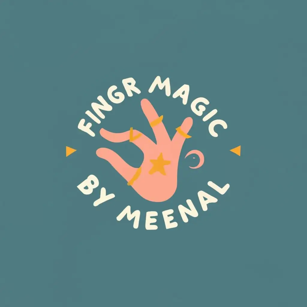 logo, Hands drawing some things text "finger magic by meenal" simple pastel colours  sofstiked logo beautiful colours, with the text "Finger magic by meenal", typography, be used in Religious industry