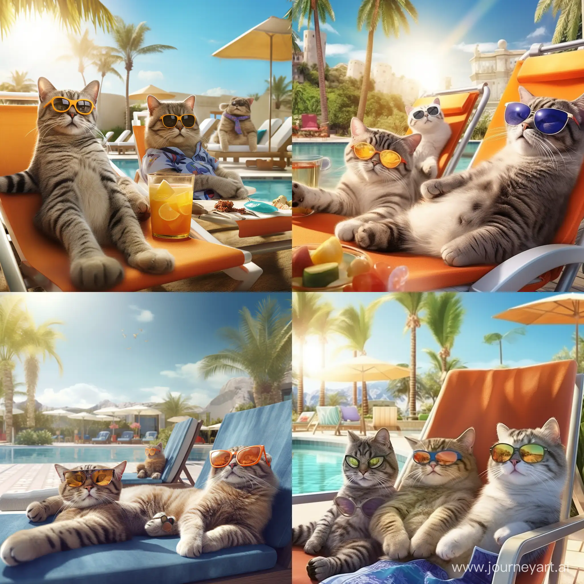 ScottishFold-Cats-Relaxing-at-AllInclusive-Hotel-Poolside