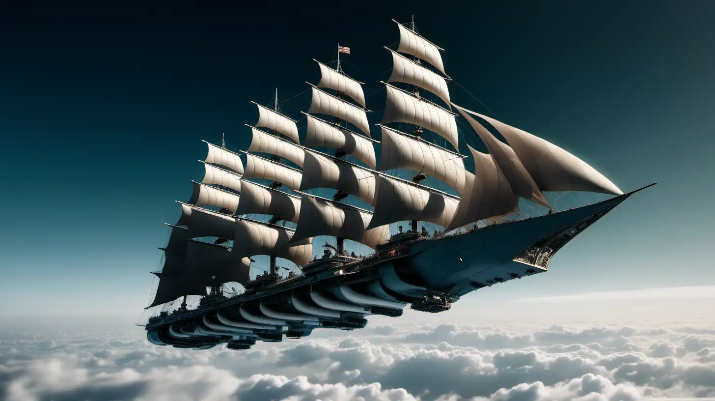 aerial dreadnought using multiple sails for propulsion flying high in the sky