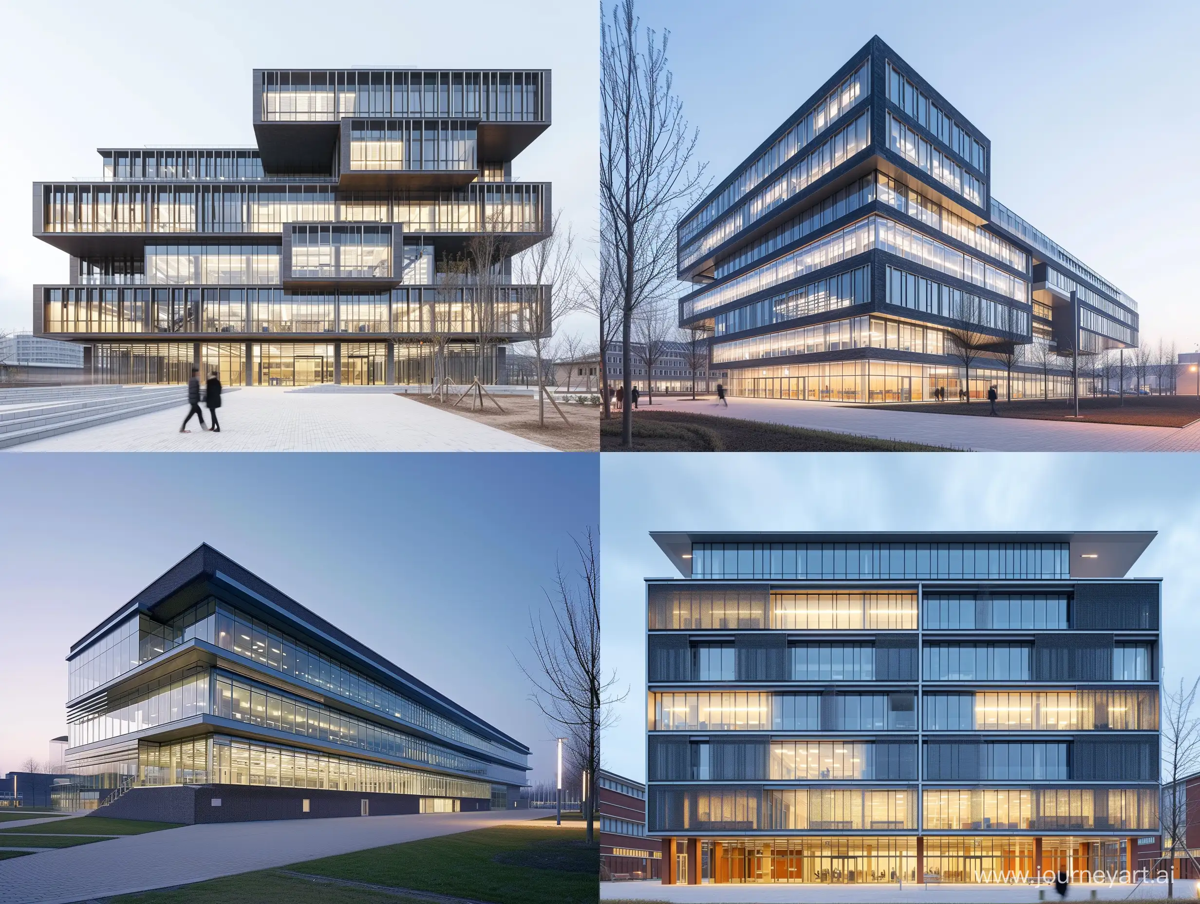 imagine a instutucional building contest architecture, 8 floors,exterior,perspective,Photographed by Iwan Baan,clean lines, open spaces, and the use of glass,steel, concrete,brick and steel.