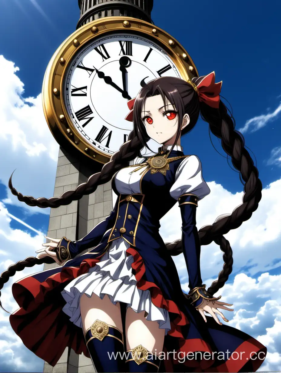 Elegant-Brunette-Goddess-Kurumi-Tokisaki-Commands-Time-from-Tower-with-ClockAngel-Zafkiel