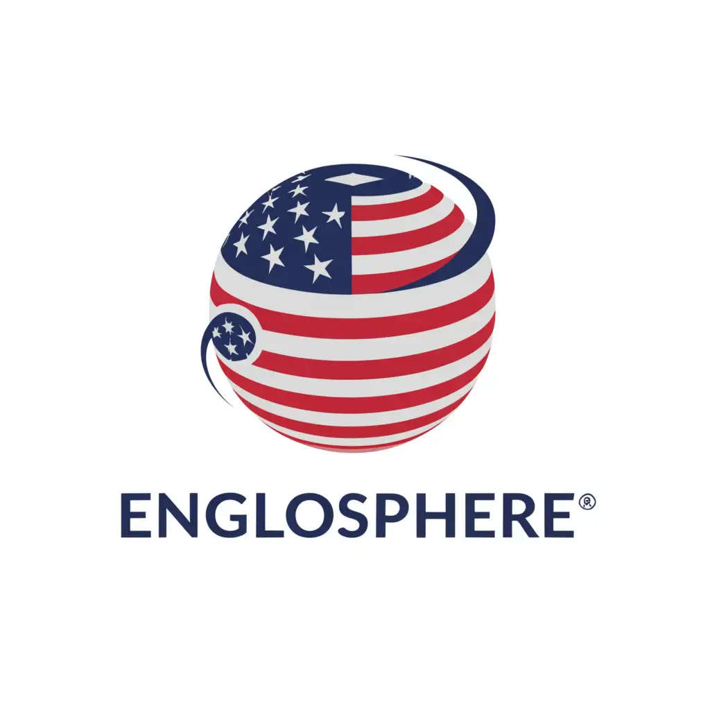 a logo design,with the text "EngloSphere", main symbol:United States flag inside of a sphere,Moderate,be used in Education industry,clear background