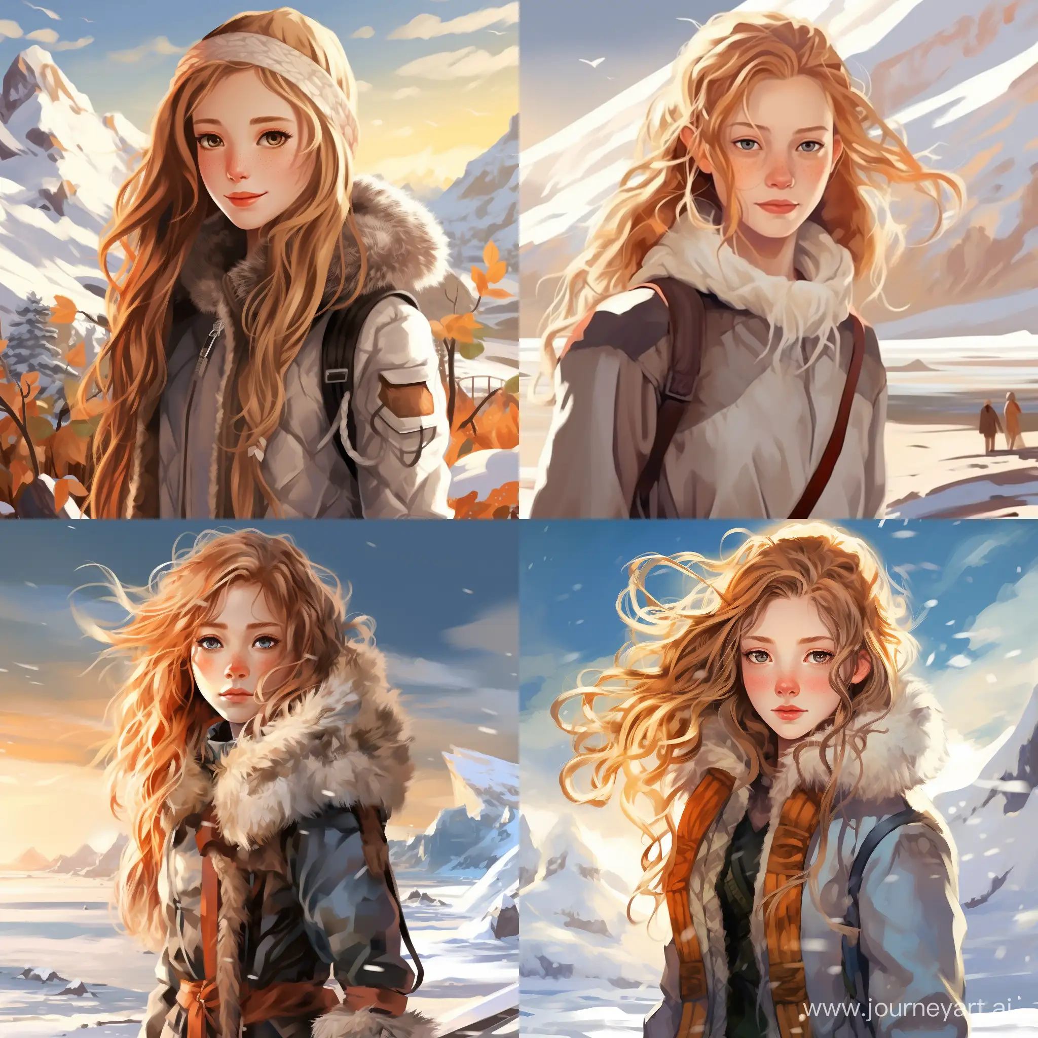 Beautiful girl, golden hair, gray-blue eyes, snow-white skin, teenager, 14 years old, nice, cozy, cute, avatar style legend of aang, journey near the sea, high quality, high detail, cartoon art