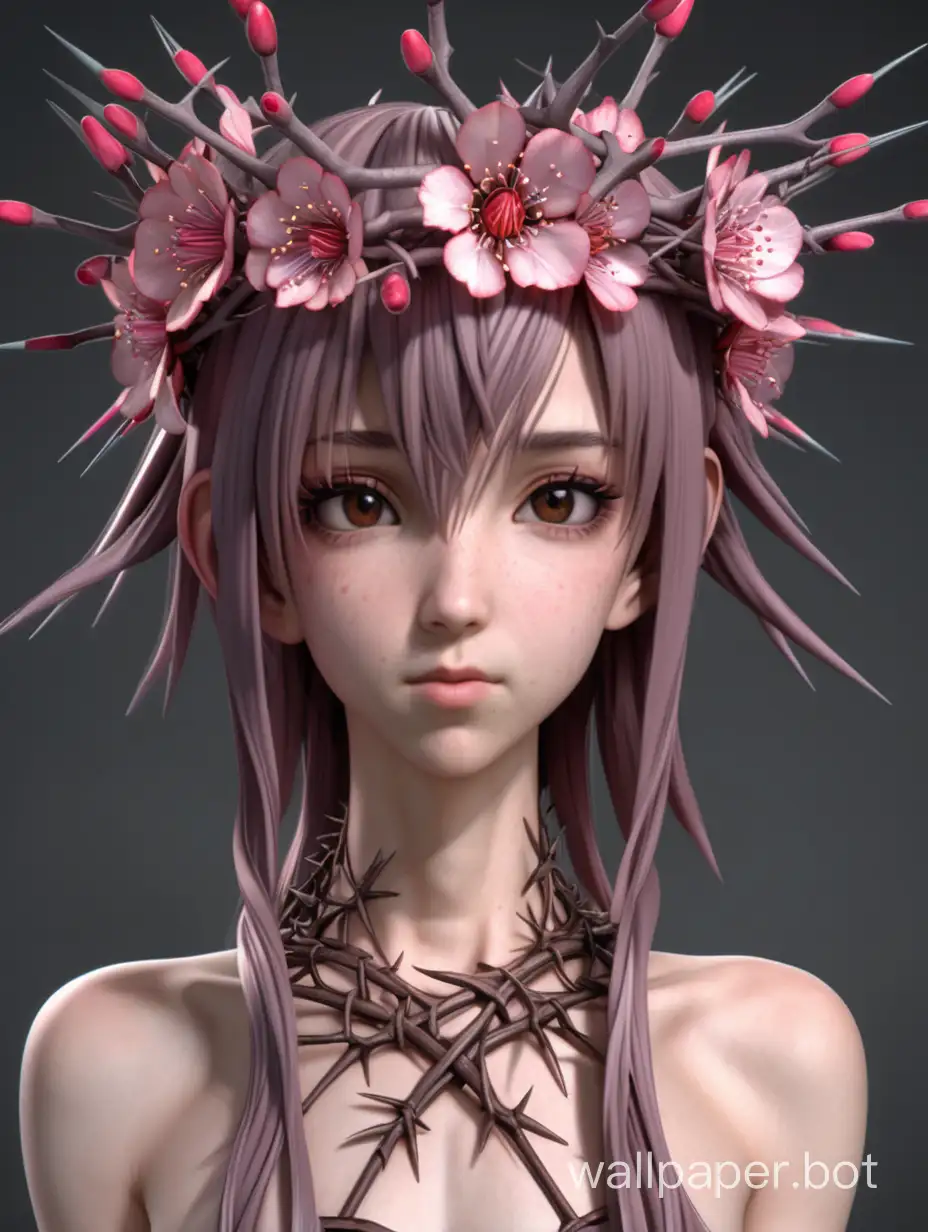 Realistic-AnimeInspired-Portrait-Beautiful-Sakura-in-Crown-of-Thorns