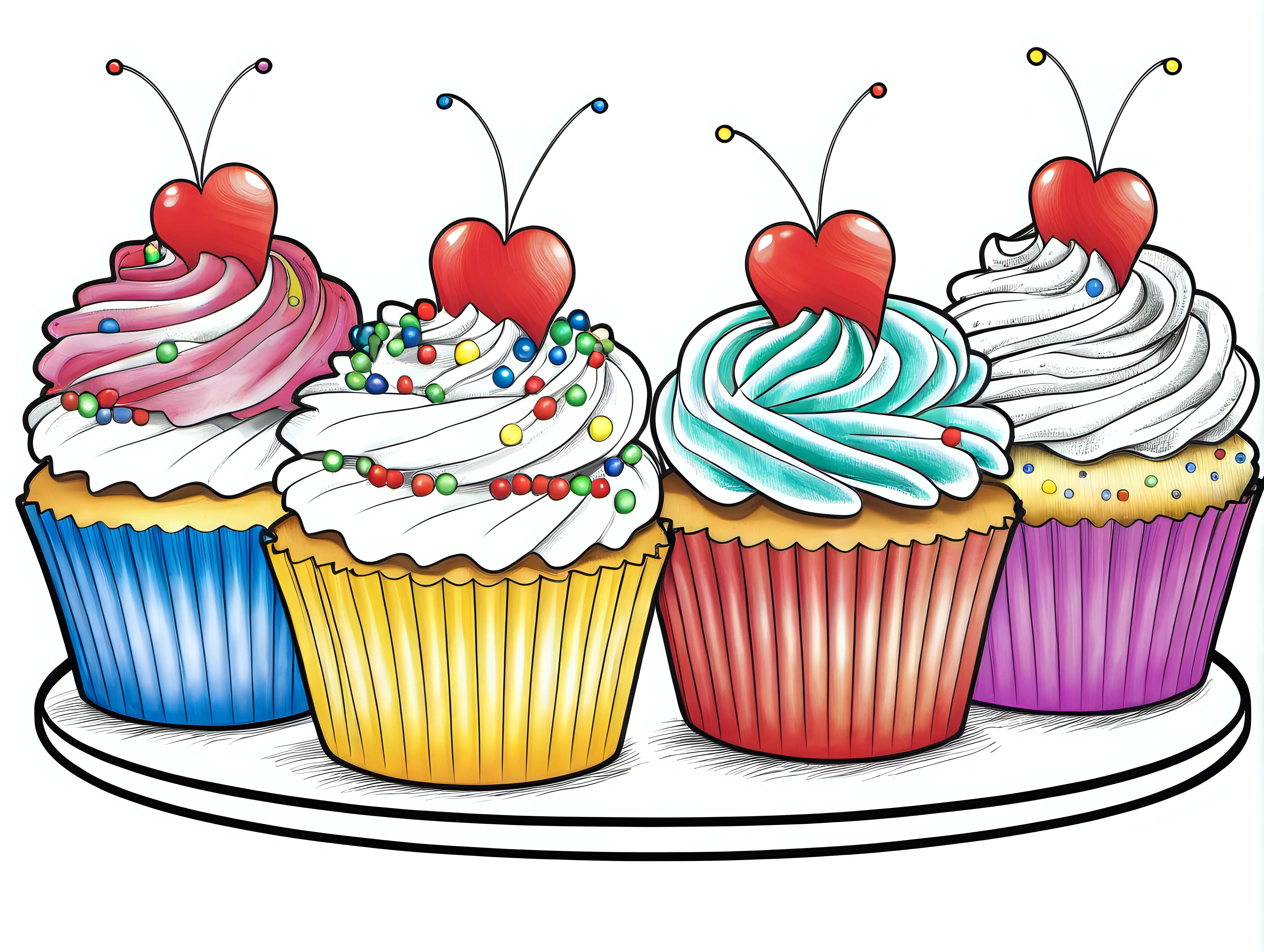 Whimsical Cupcake Coloring Page for Creative Relaxation