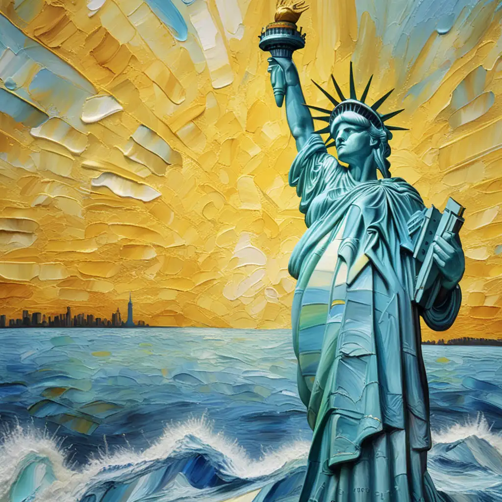 Van GoghInspired Oil Painting of Statue of Liberty