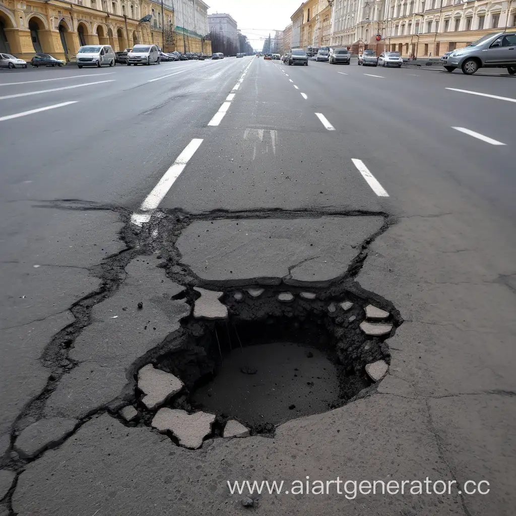potholes on the roads in the center of Moscow