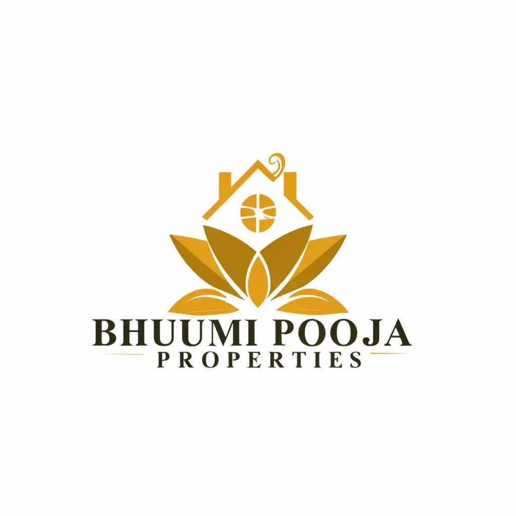 a logo design,with the text "Bhumi pooja properties", main symbol:Property ,Moderate,be used in Real Estate industry,clear background