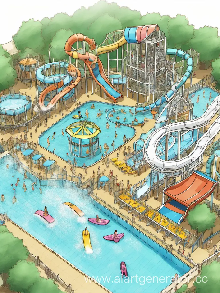 Draw an image of a water park with the name MOPEOH