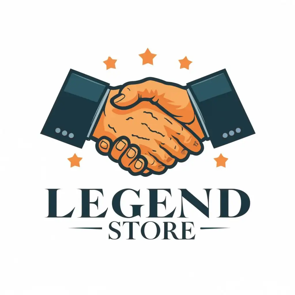logo, handshake, with the text "LEGEND
STORE", typography, be used in Entertainment industry