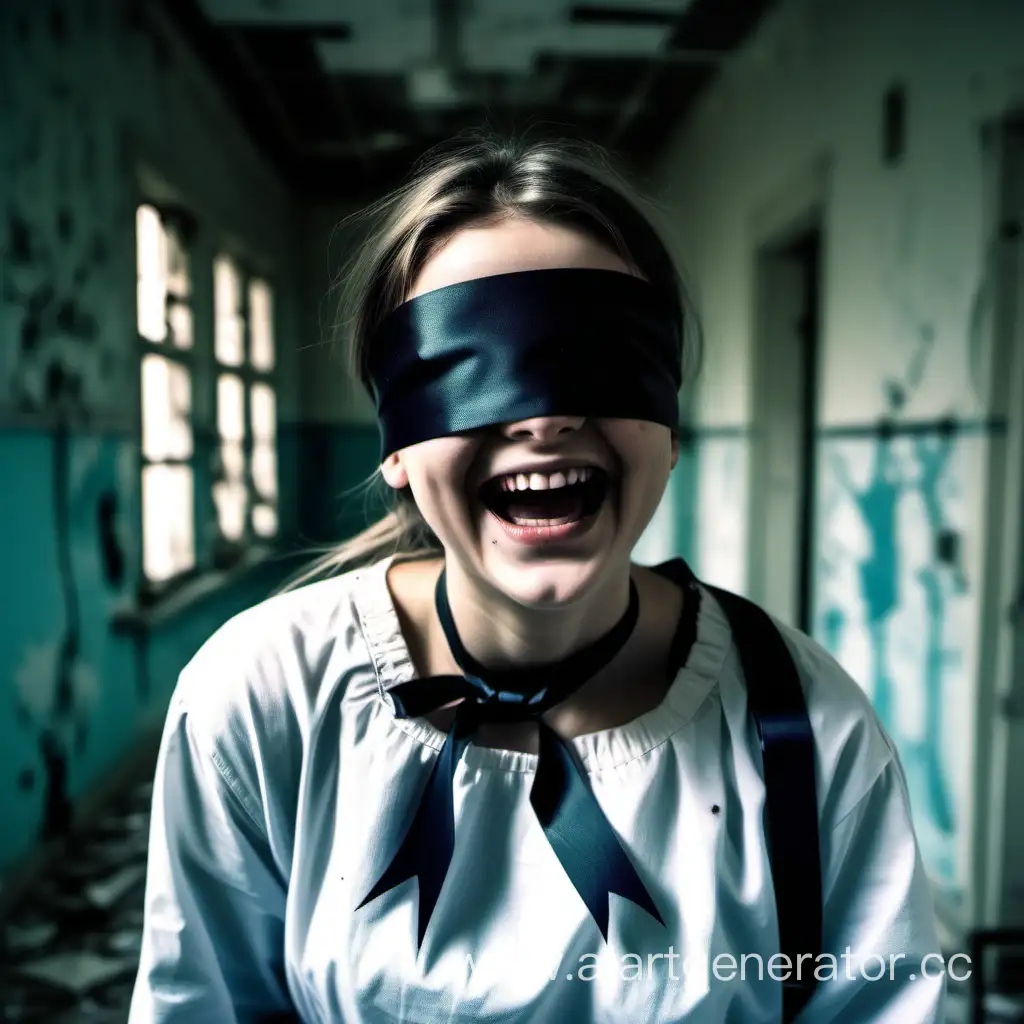 Laughing-Girl-with-Blindfold-in-Abandoned-Hospital