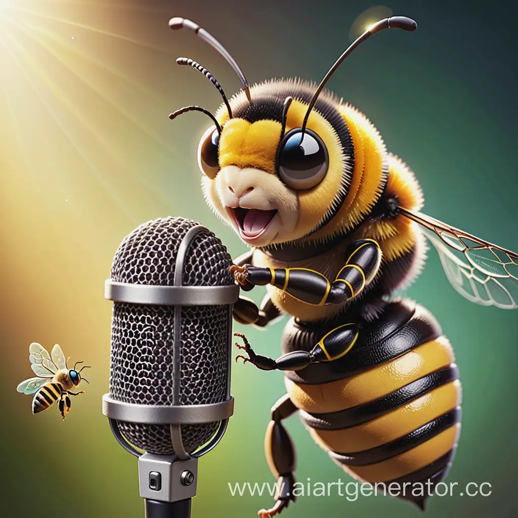 пчела поющая в микрофон