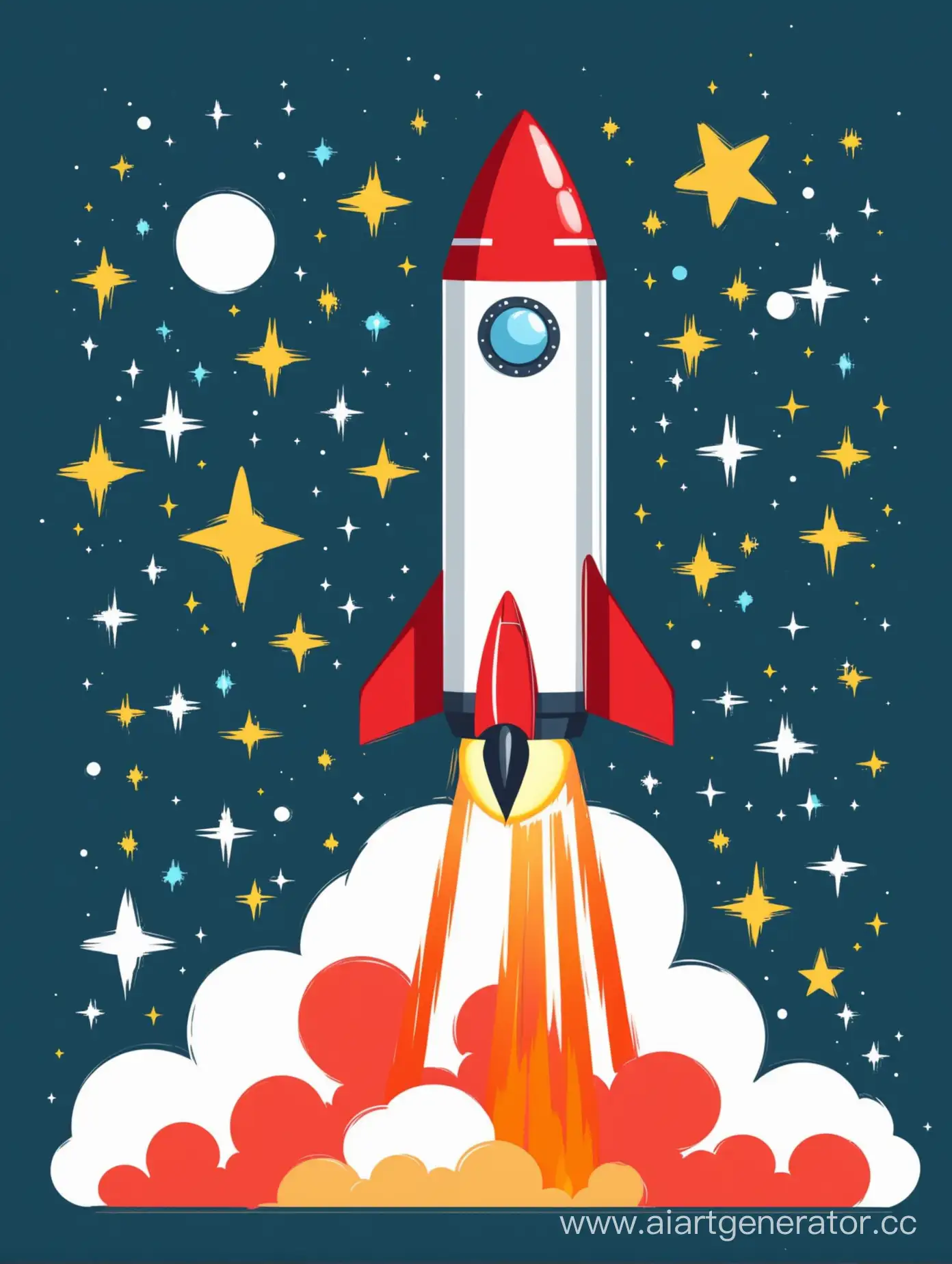 Colorful-Rocket-Clipart-Flying-in-Space