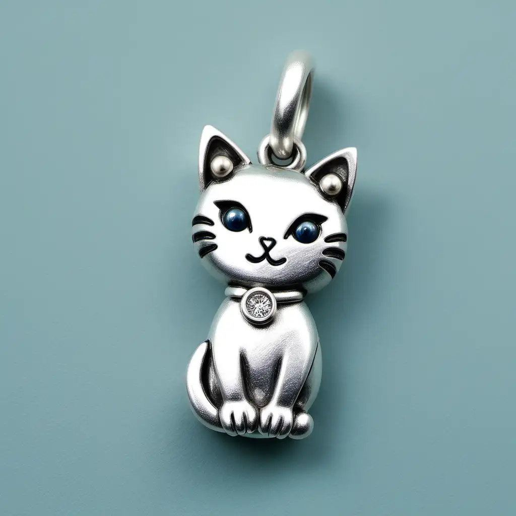 Silver Cat Charm Crafted with Artistic Elegance | MUSE AI