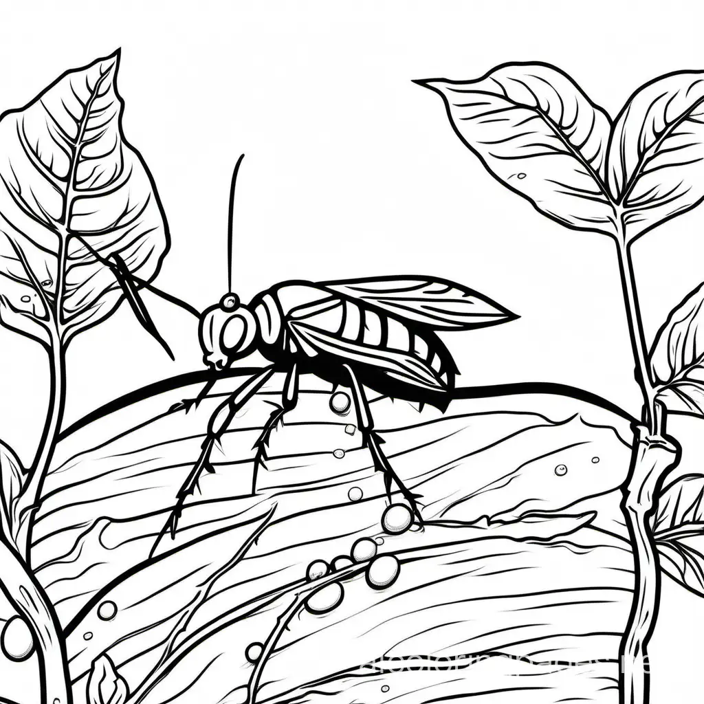aphid on tomatoe plant

, Coloring Page, black and white, line art, white background, Simplicity, Ample White Space. The background of the coloring page is plain white to make it easy for young children to color within the lines. The outlines of all the subjects are easy to distinguish, making it simple for kids to color without too much difficulty