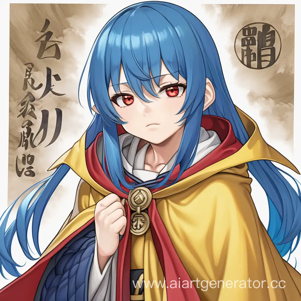 Enigmatic-Ushirono-Fuyu-in-Striking-Blue-Hair-and-Yellow-Cloak
