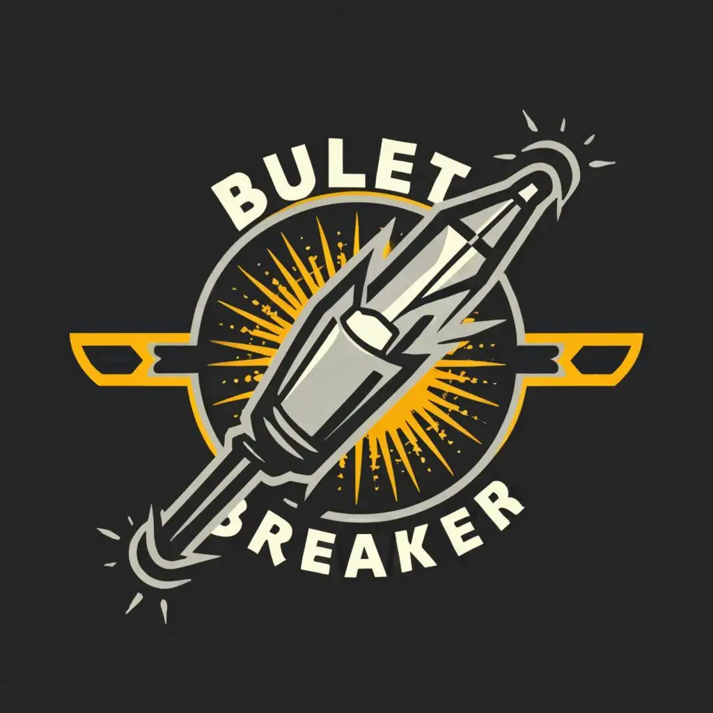 logo, Lightning bullet, with the text "Bullet breaker", typography