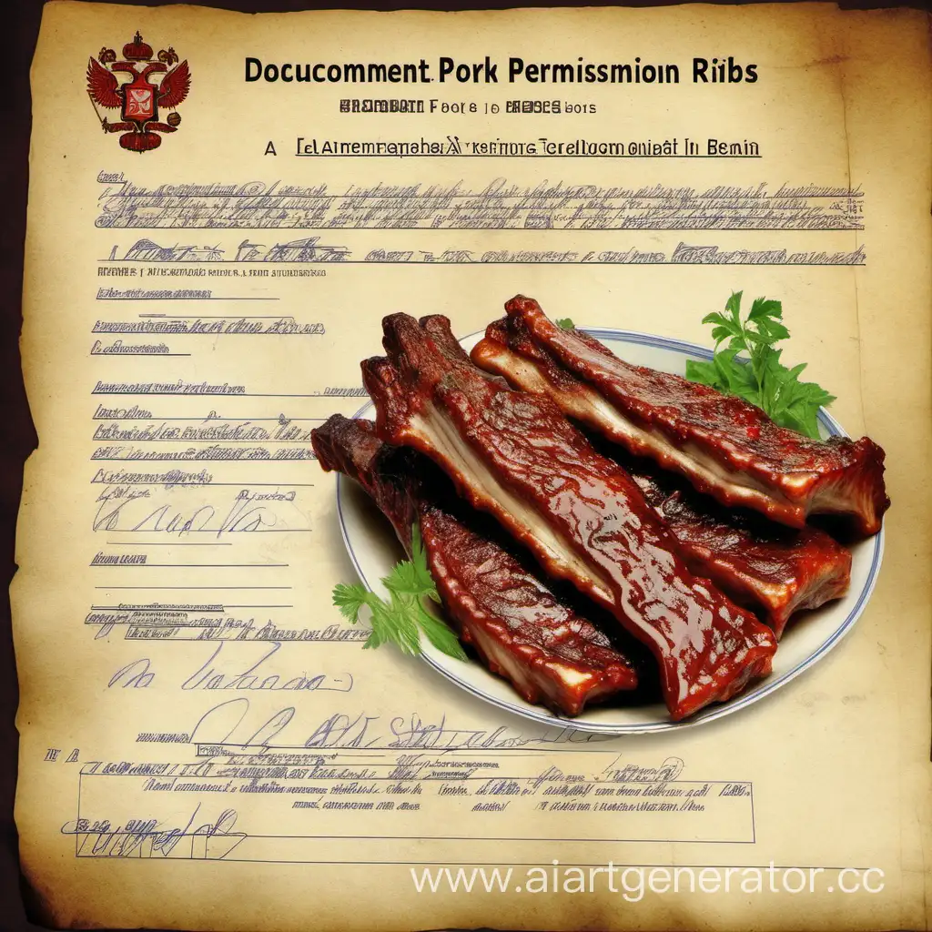 Документ: Разрешение на свиные рёбрышки на русском языке