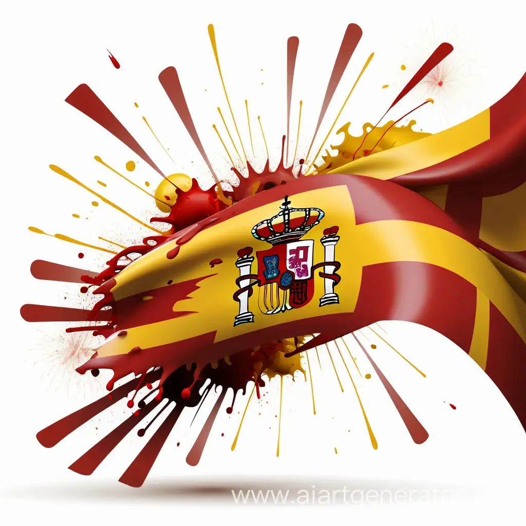 Vibrant-Spanish-Celebration-White-Canvas-with-Red-and-Yellow-Firework-Splashes