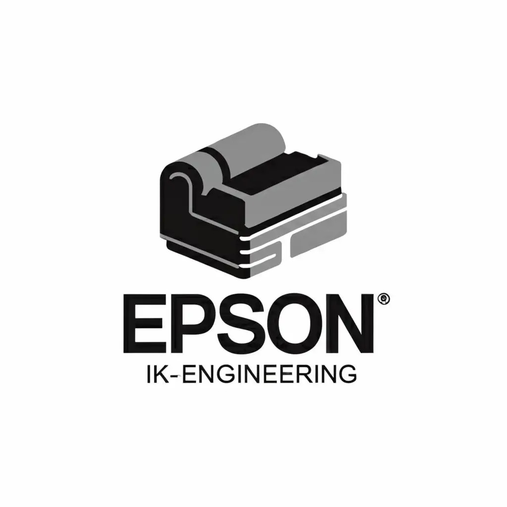 a logo design,with the text "EPSON
IK-Engineering", main symbol:Mini Printer,complex,be used in Technology industry,clear background