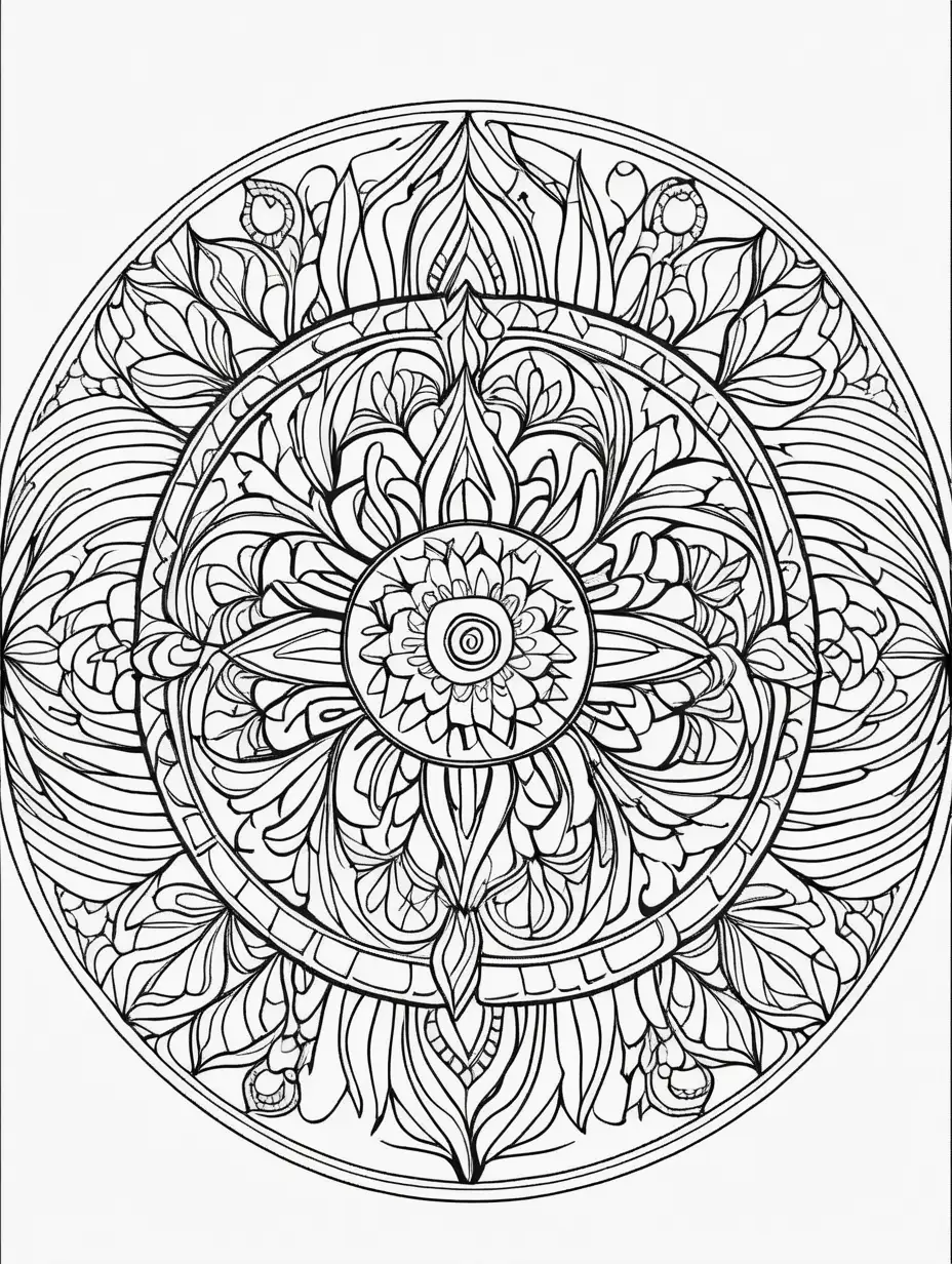 Mandala Adult Coloring Page for Relaxation and Mindfulness