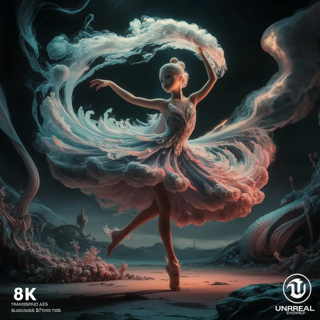 Fantasy Dancing Girl Ethereal Smoke Dress in Deep Color Palette