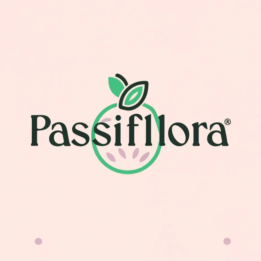a logo design,with the text "Passiflora", main symbol:passion fruit, simplicity, No text needed, cool color palette,Minimalistic,be used in Internet industry,clear background