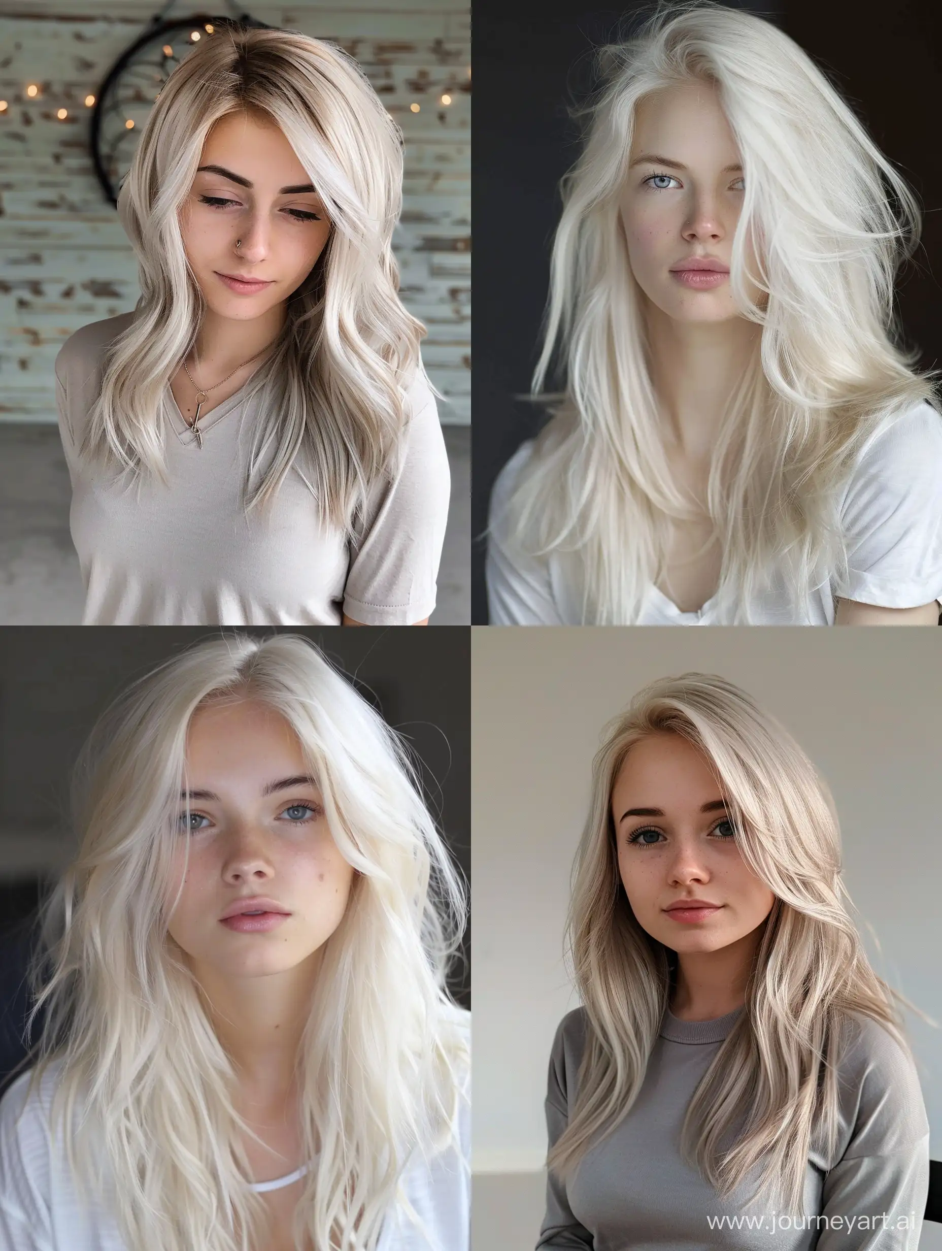 trendy Ashy platinum blonde hair color pretty women 2024