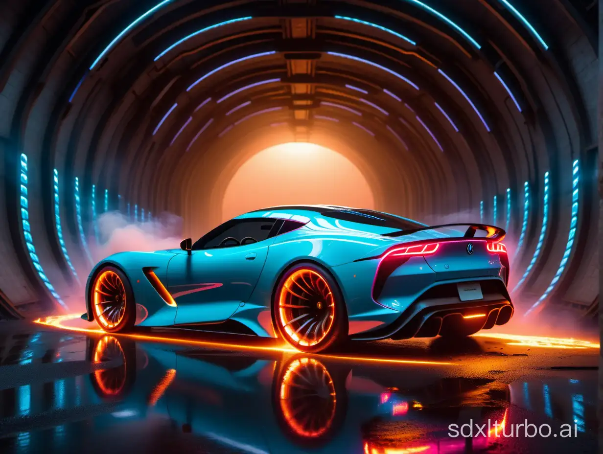 Futuristic-Neon-Sports-Car-Racing-Through-FlameFilled-Tunnel