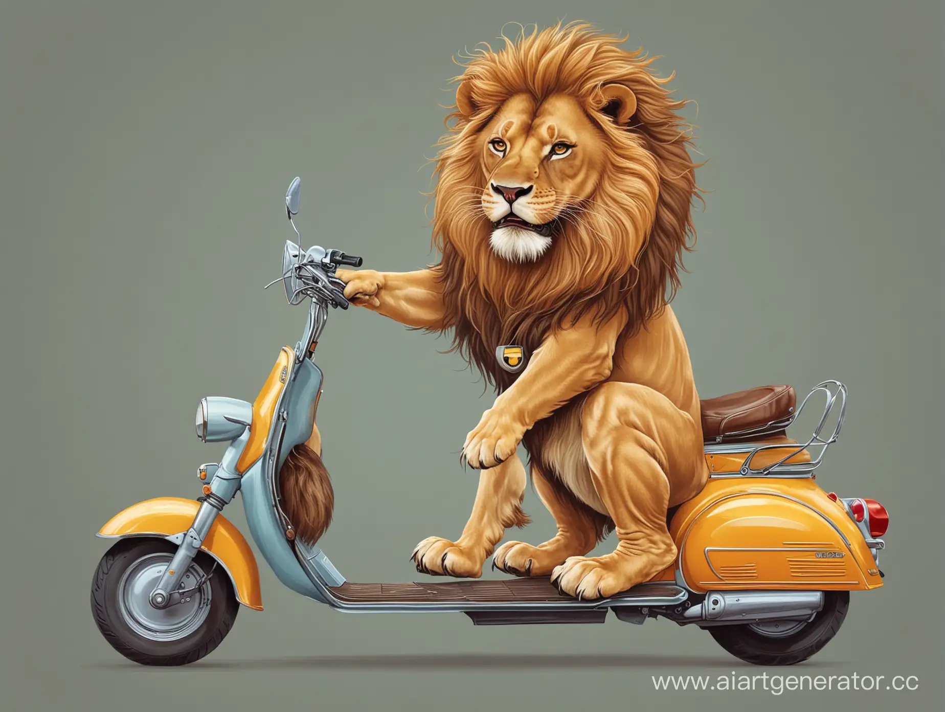 Lion-Riding-Scooter-in-Vector-Style