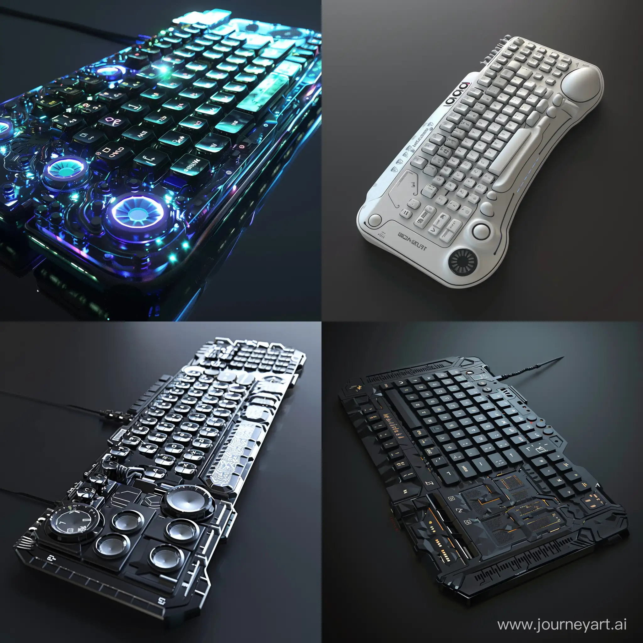 Futuristic PC keyboard, world of high tech, recyclable materials, octane render