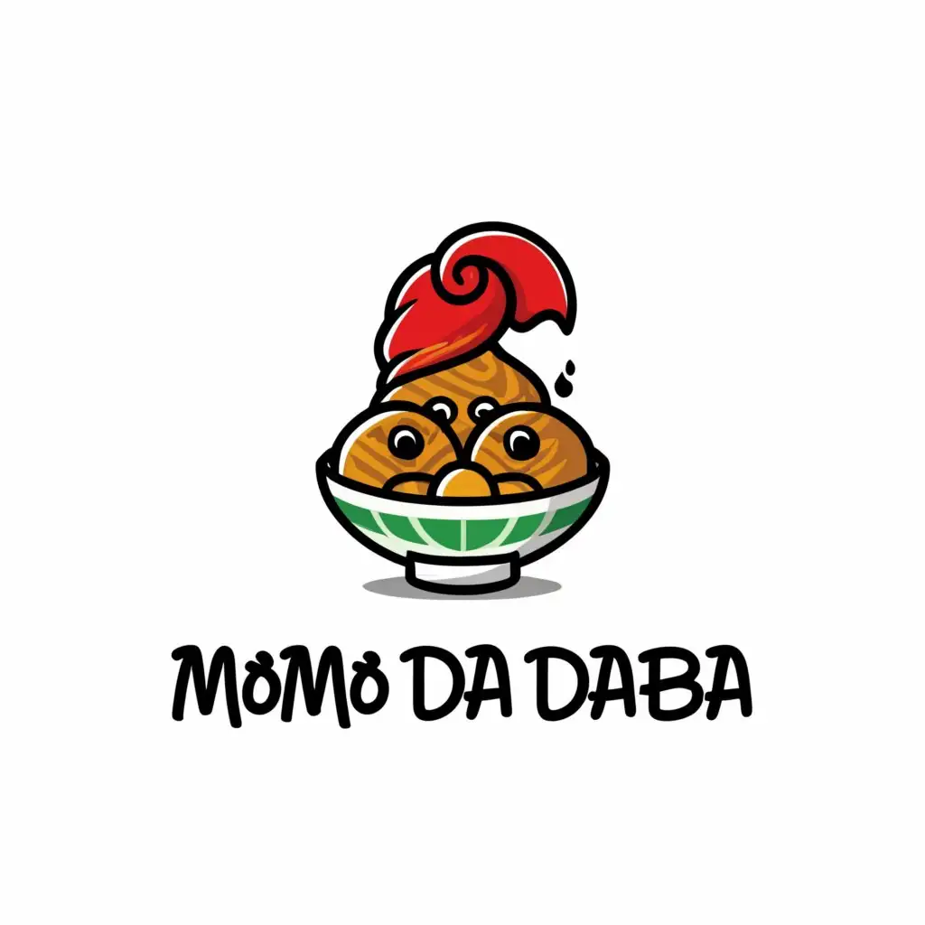 a logo design,with the text "Momo da Dhaba", main symbol:momo with Chinese eyes & turban in a bowl,Minimalistic,be used in Restaurant industry,clear background