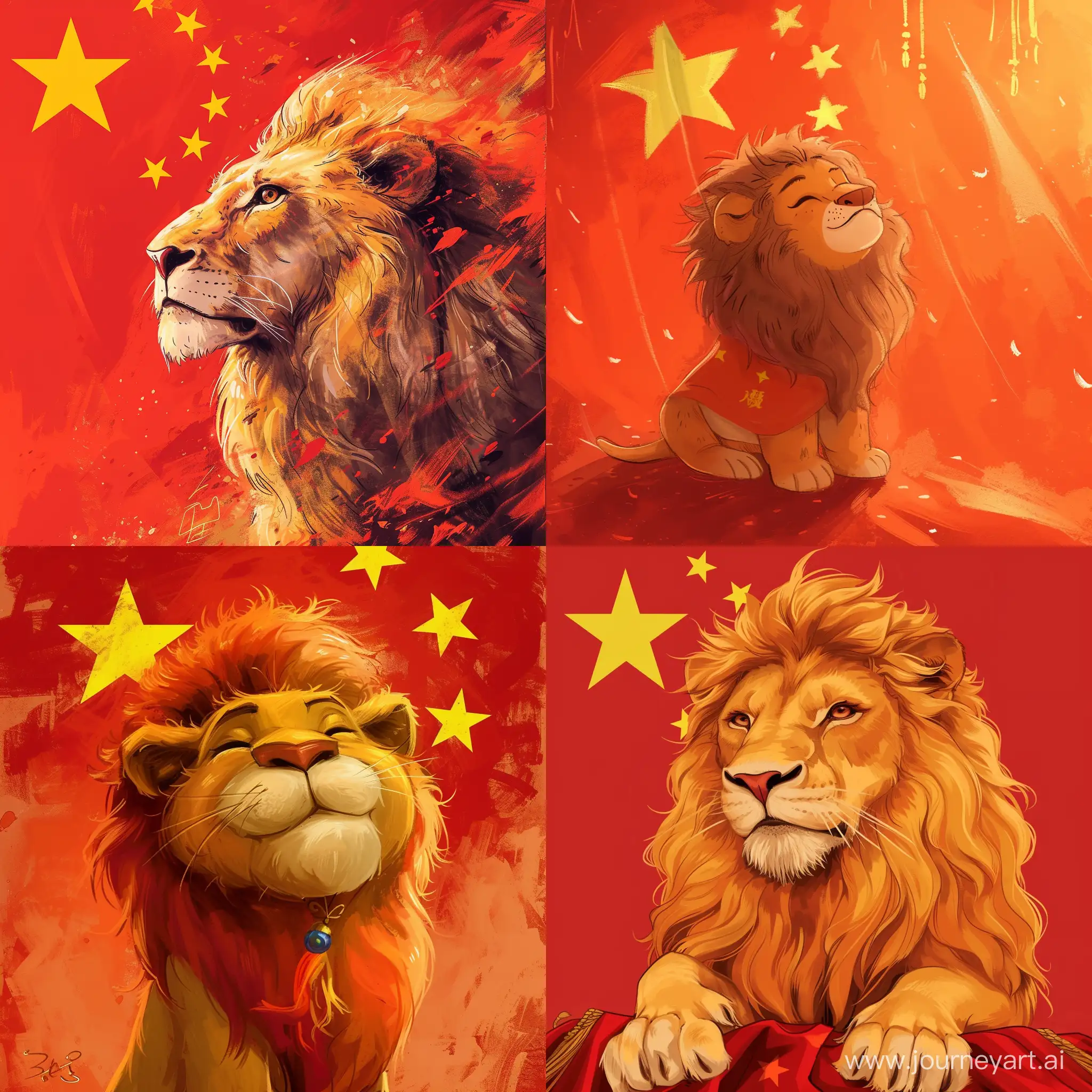 Whimsical-Fusion-Flemish-Lion-and-Chinese-Flag-in-Playful-Caricature