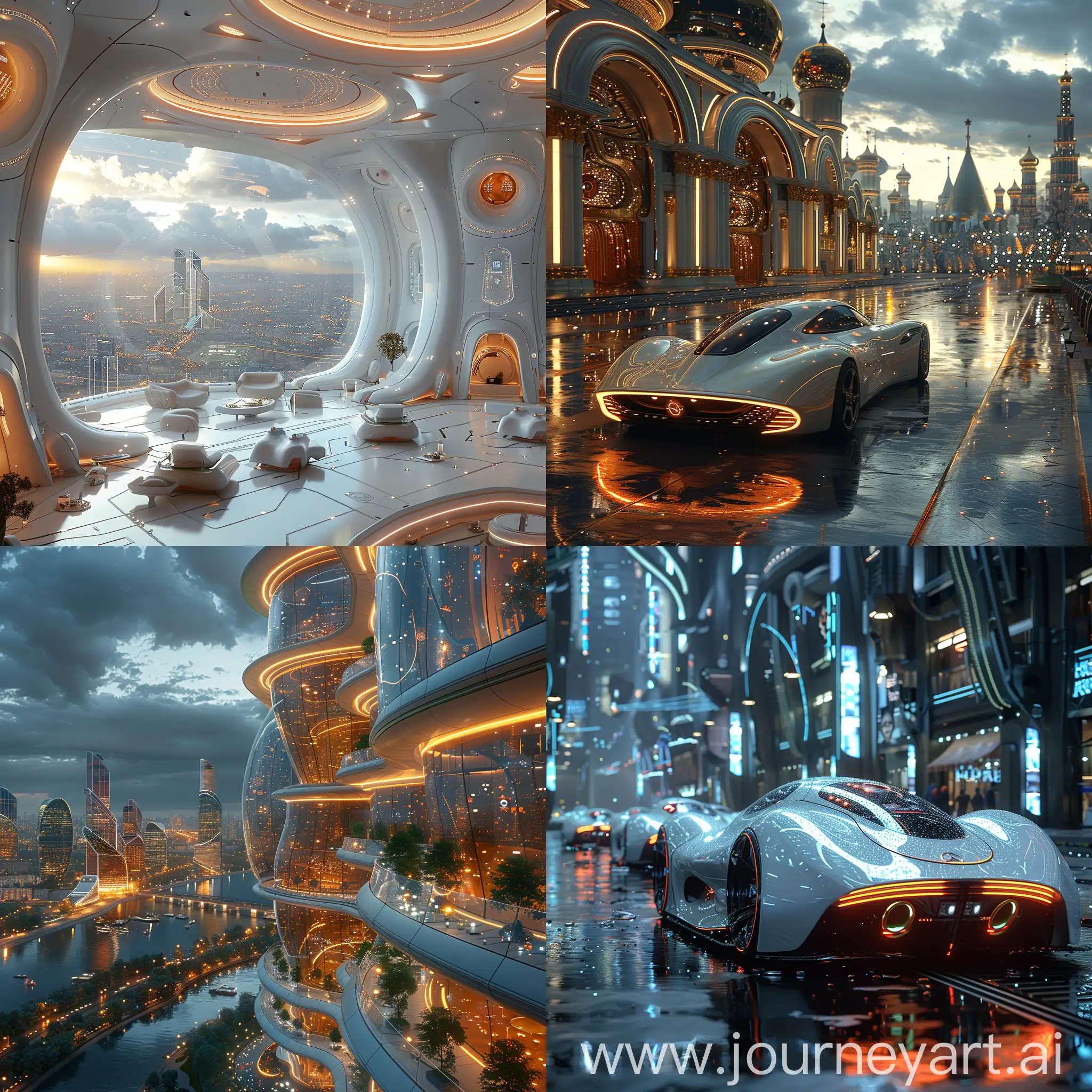 Futuristic Moscow, high-tech style, octane render --stylize 1000 --style raw