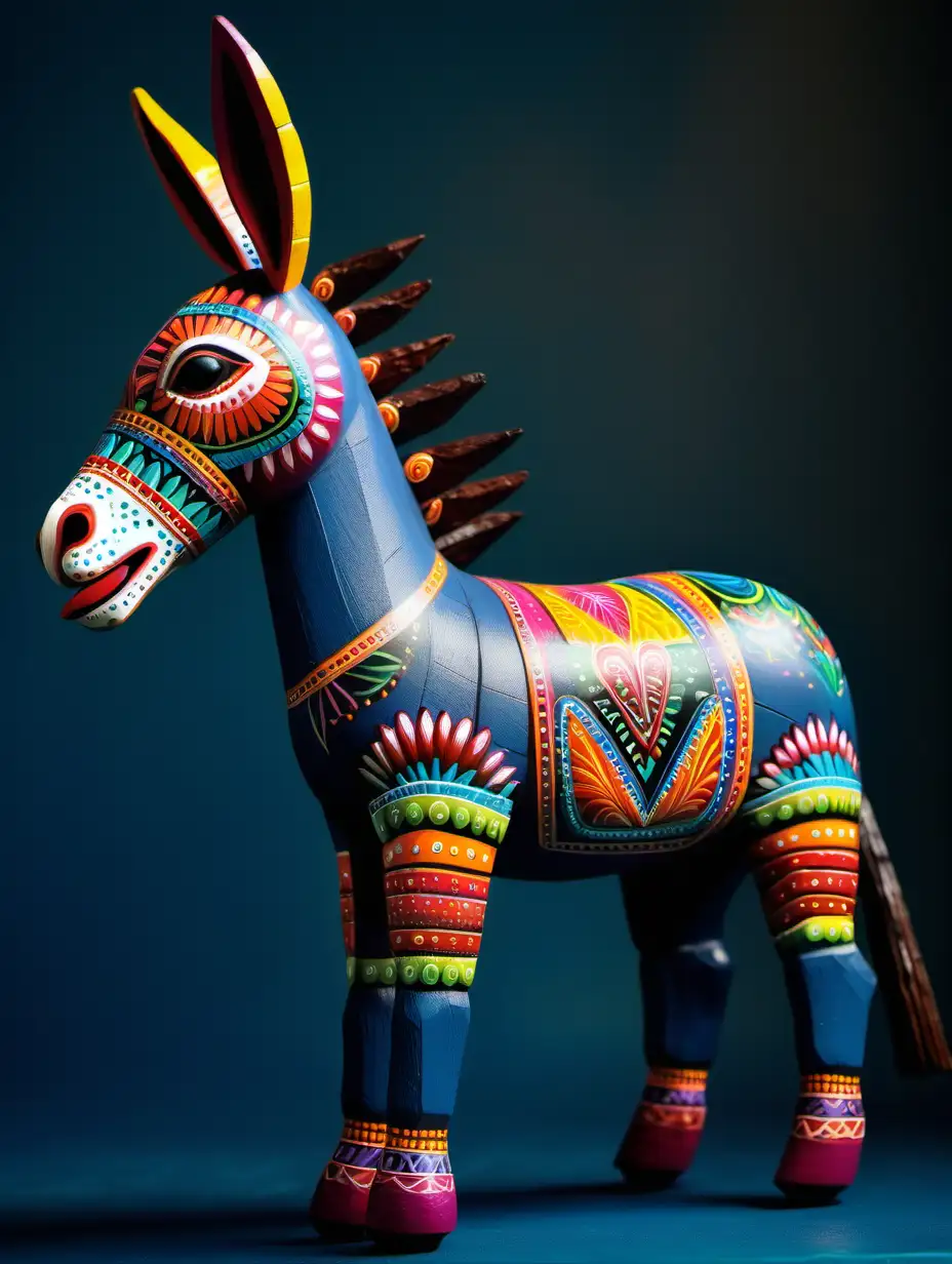 Colorful Donkey Alebrije in Vibrant Style