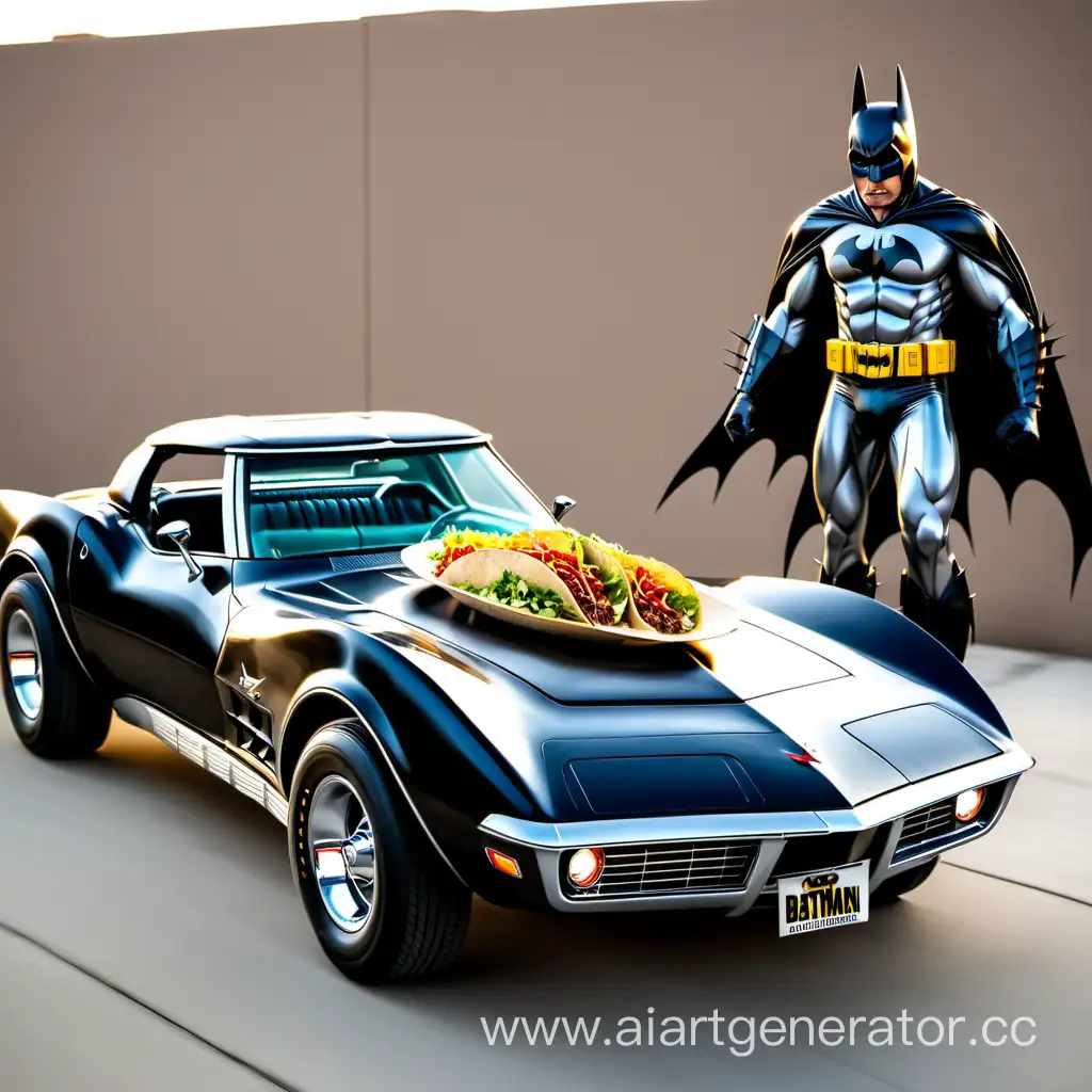 Batman-Driving-a-1970-Corvette-While-Enjoying-Tacos