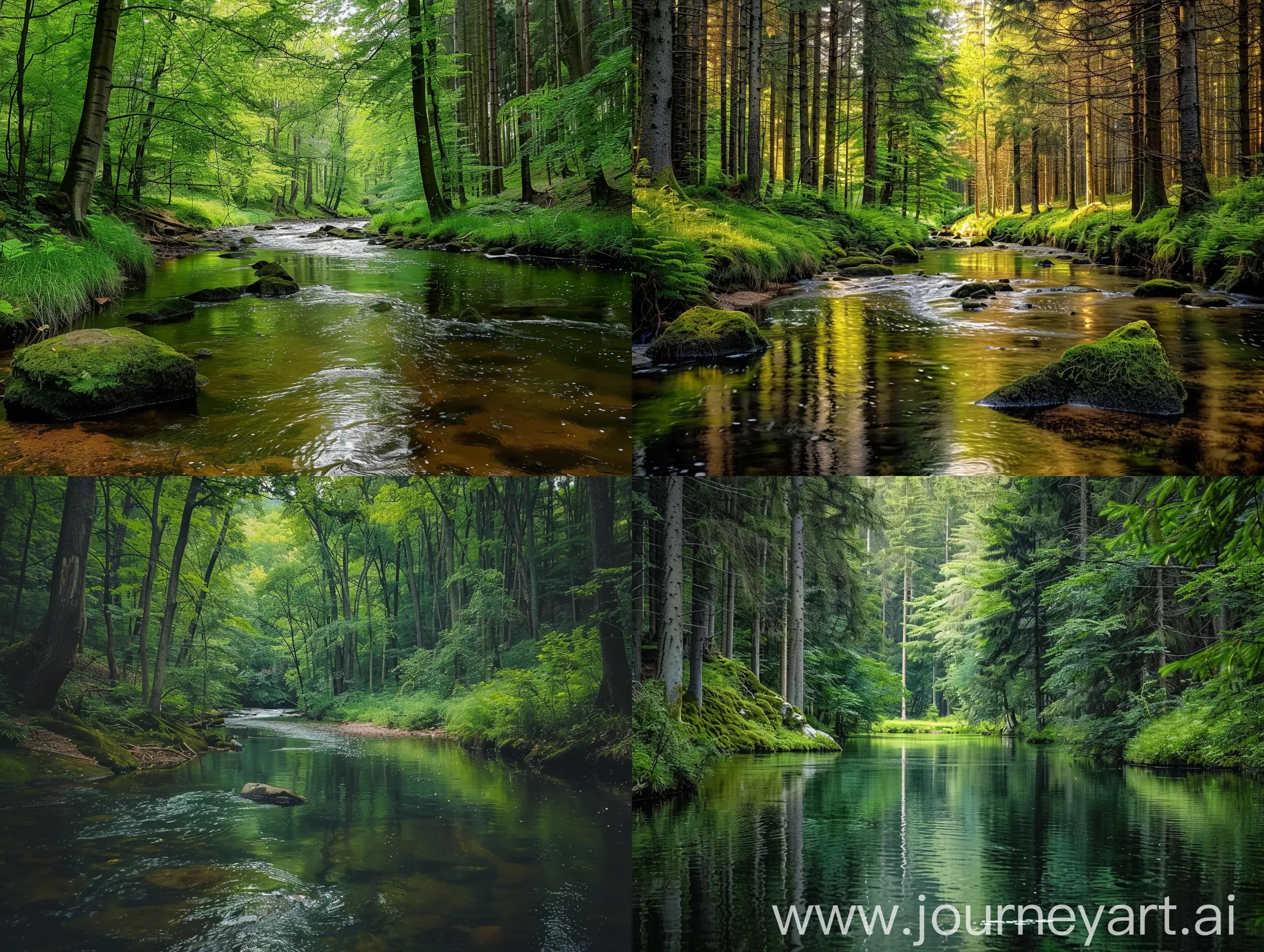 宁静；放松，愉悦；森林；河流