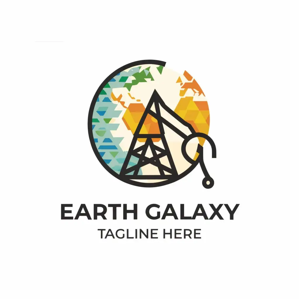 a logo design,with the text "earth galaxy", main symbol:oil rig , earth,Minimalistic,clear background