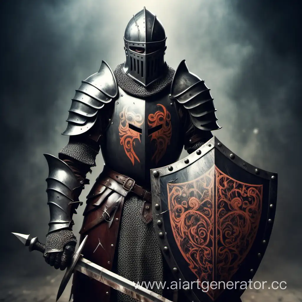 Medieval-Knight-Executioner-with-Sword-Shield-and-Damaged-Helmet