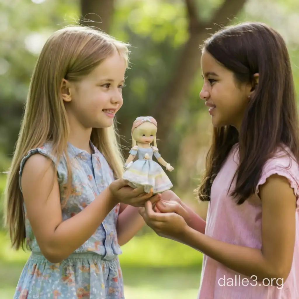 Two Girls Sharing Joy with Beautiful Doll | Dalle3 AI